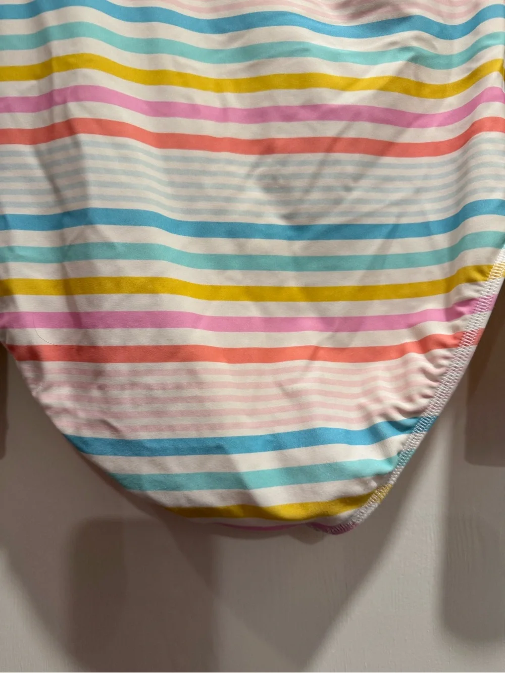 J. Crew Girls' striped rash guard swimsuit 10 Rainbow Summer Vacation Beach